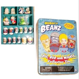 Vtg Mighty Beanz Big Bod and Mighty Collector Tin + Mega Beanz + Bodz Toys